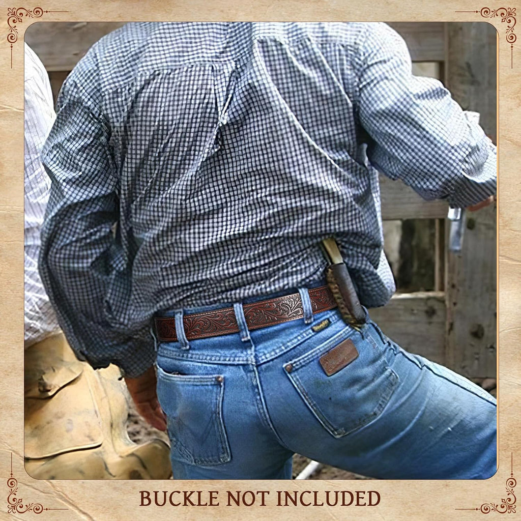 Western Belts for Men, Genuine Leather, Cowboy Belt Strap, Country Western, for Jeans, without Buckle