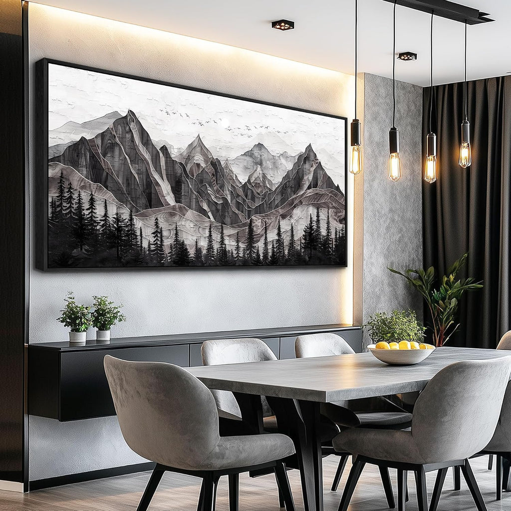 XIGUANGART Large Abstract Mountain Wall Art Farmhouse Canvas Art Print Painting Forest Nature Wall Decor Watercolour Modern Landscape Picture for Living Room Bedroom Office Decorations Framed Artwork