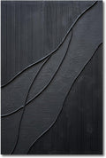 NANKAI Art Hand-Painted Thick Texture Black Minimalist Oil Painting 45x30 Inch Large Home Wall Decorative Art Painting