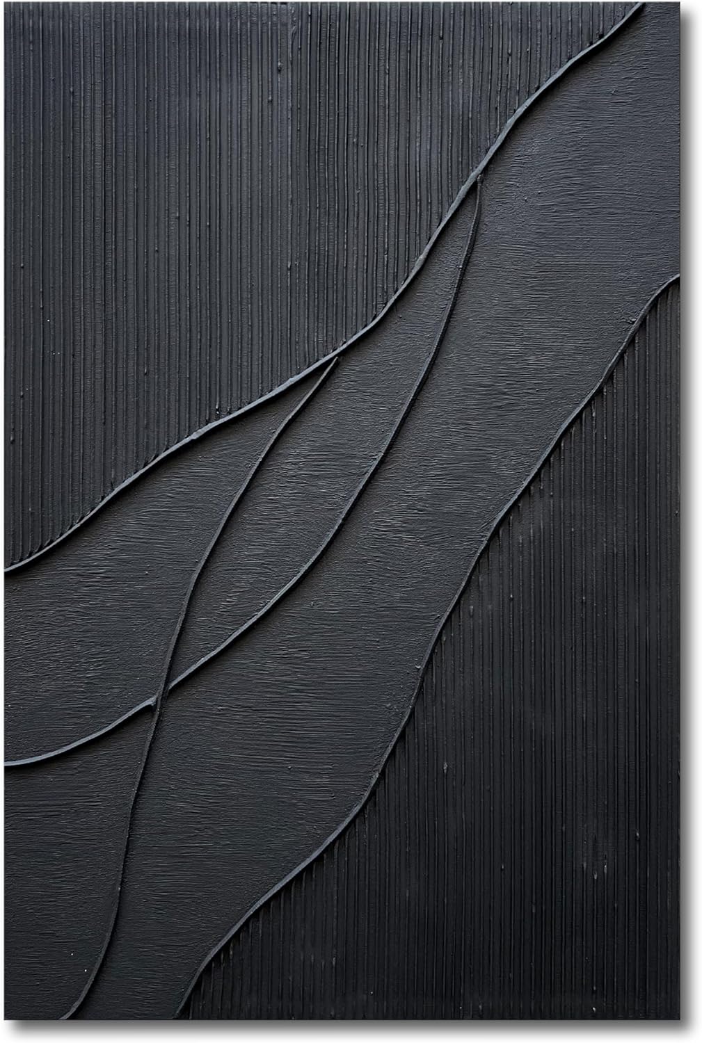 NANKAI Art Hand-Painted Thick Texture Black Minimalist Oil Painting 45x30 Inch Large Home Wall Decorative Art Painting
