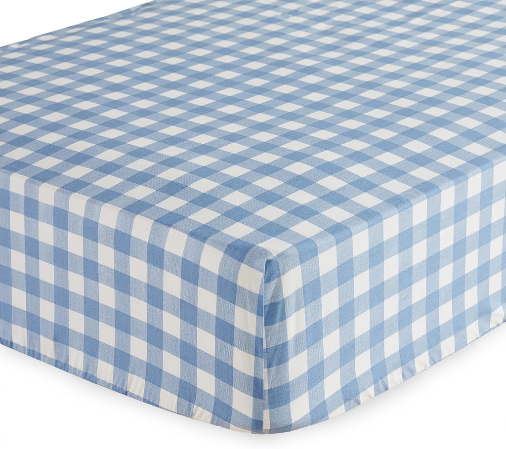 Levtex Baby - Forest Friends Crib Bed Set - Baby Nursery Set - Gingham - Blue and White - Animal Portraits - 5 Piece Set Includes Quilt, Two Fitted Sheets, Wall Decal & Skirt/Dust Ruffle