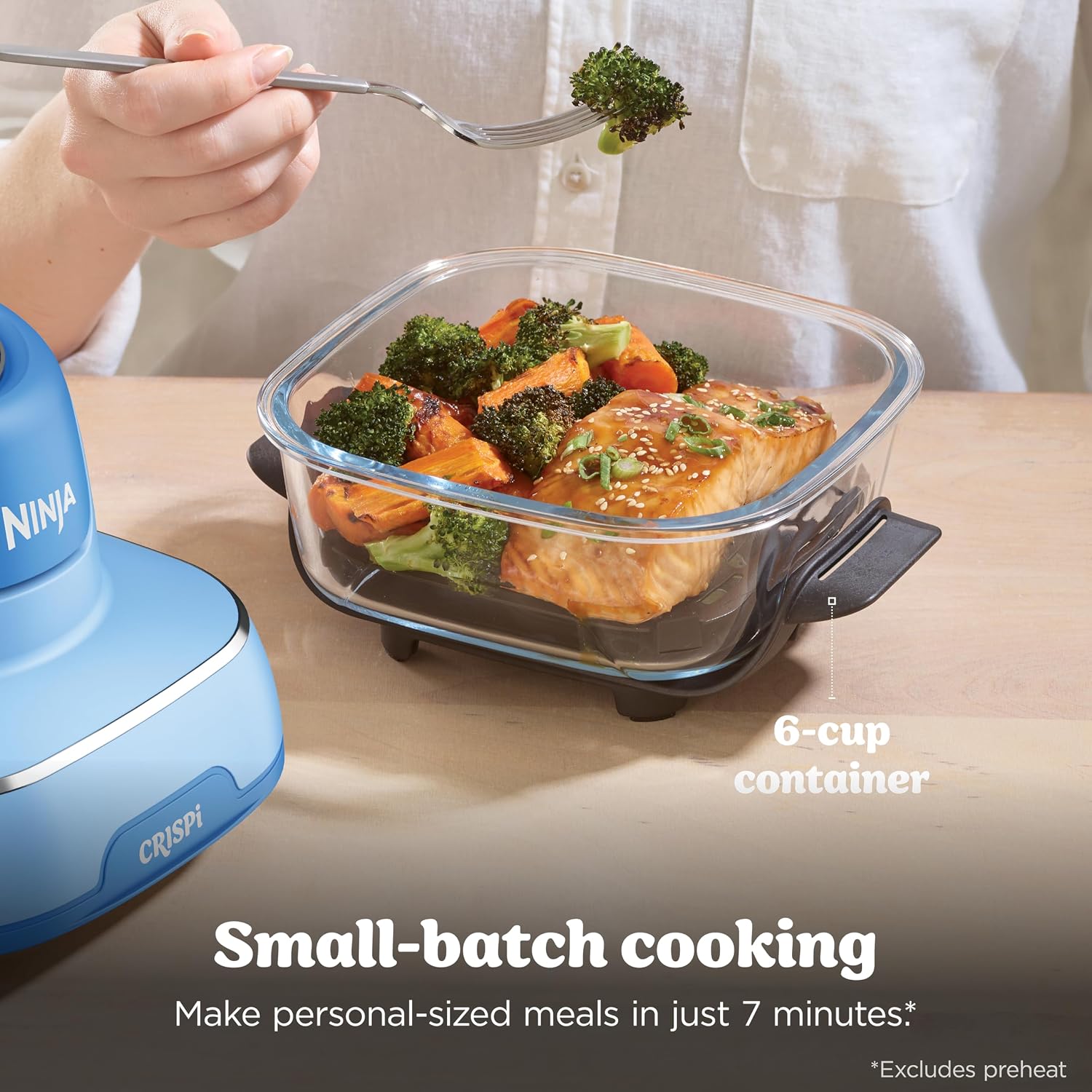 Ninja Crispi 4-in-1 Glass Air Fryer | 450°F | Non-Toxic | 4QT & 6-Cup Glass Containers w/Lids | Microwave, Freezer, Dishwasher Safe | Max Crisp, Air Fry, Bake, Recrisp | Electric Cobalt | FN101BL2