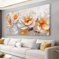 Suconvng Large Wall Art For Living Room Floral Wall Artwork Modern Canvas Art Wall Decor 29' X 58' Painting Orange White Flower Wall Art For Bedroom Home Office Dining Room Home Decoration