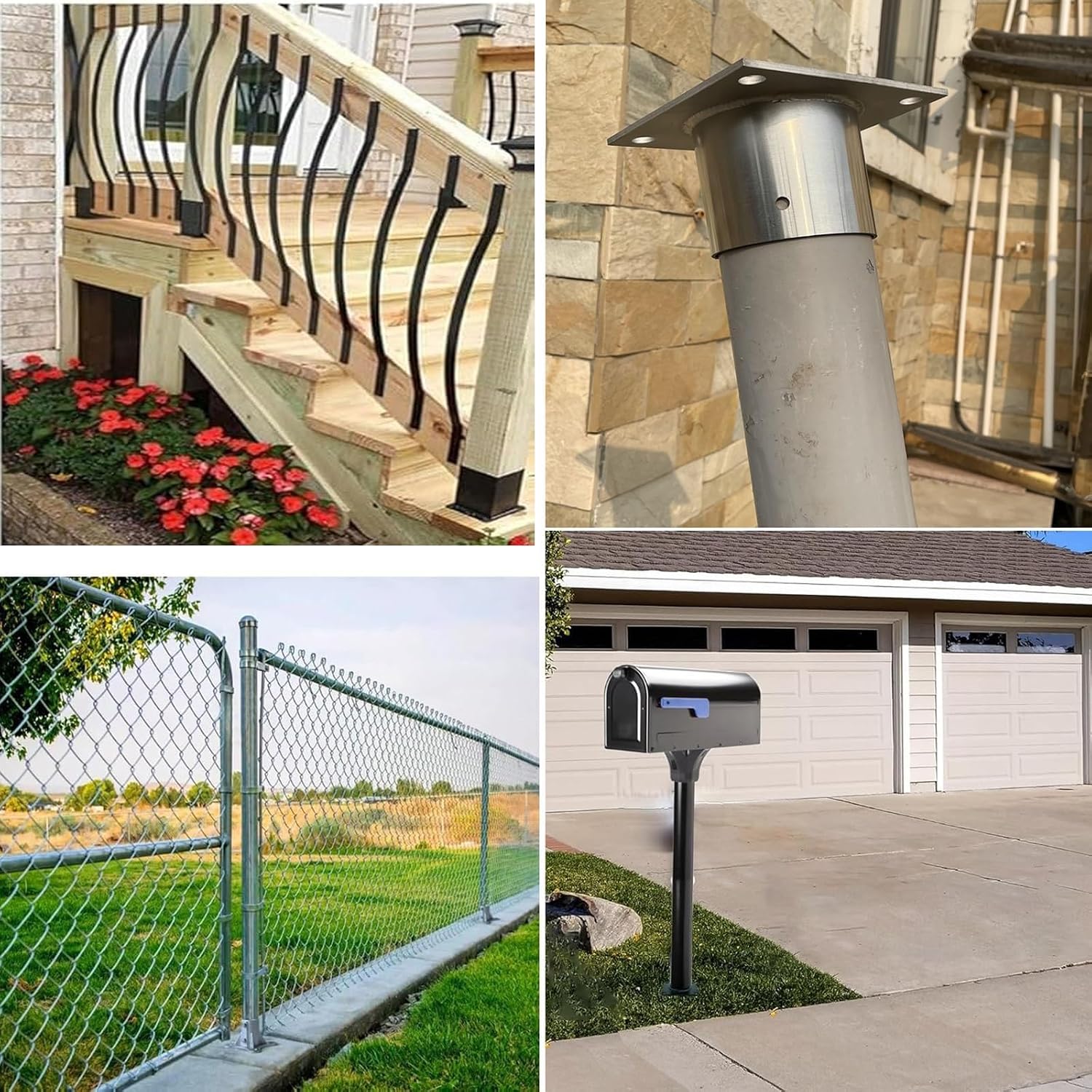 Heavy Duty Wood Post Support Kit, Flange Anchor Base for Solar Panel Mounts, Outdoor Advertising Signs, Post Base Brackets for Wood Deck Mailbox(6pcs,Dia 3in x H 3in)