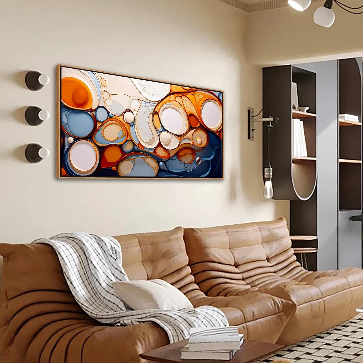 Abstract Wall Art - Modern Colorful Framed Canvas Wall Art for Living Room,Office - Large Decorative Artwork for Bedroom, Aesthetic Room Decor, Oil Painting