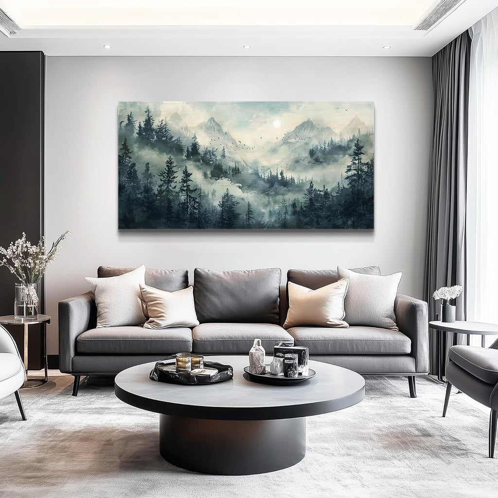 KELIYUAN Large Natural Landscape Wall Art For Dining Room Apartment Misty Forest Landscape Painting Wall Decoration Living Room Bedroom Office Artwork Pictures Home Decoration Aesthetics 30x60 In