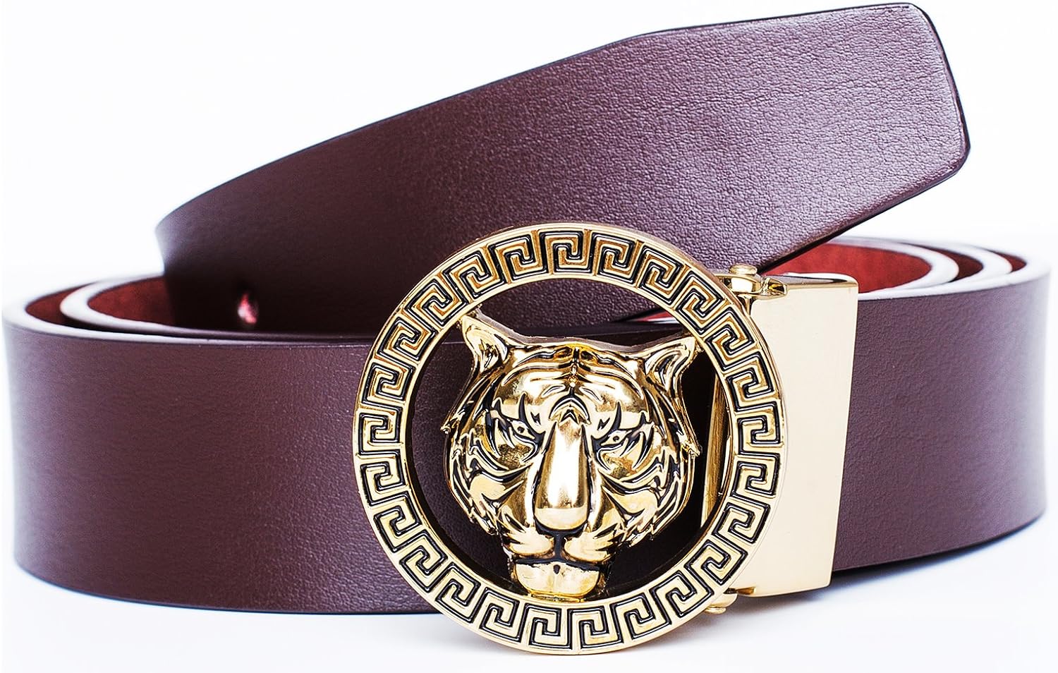 35 mm Luxury Genuine Leather Men's Belt Gold/Silver Tiger Buckle Classic Dress Casual Reversible Gift
