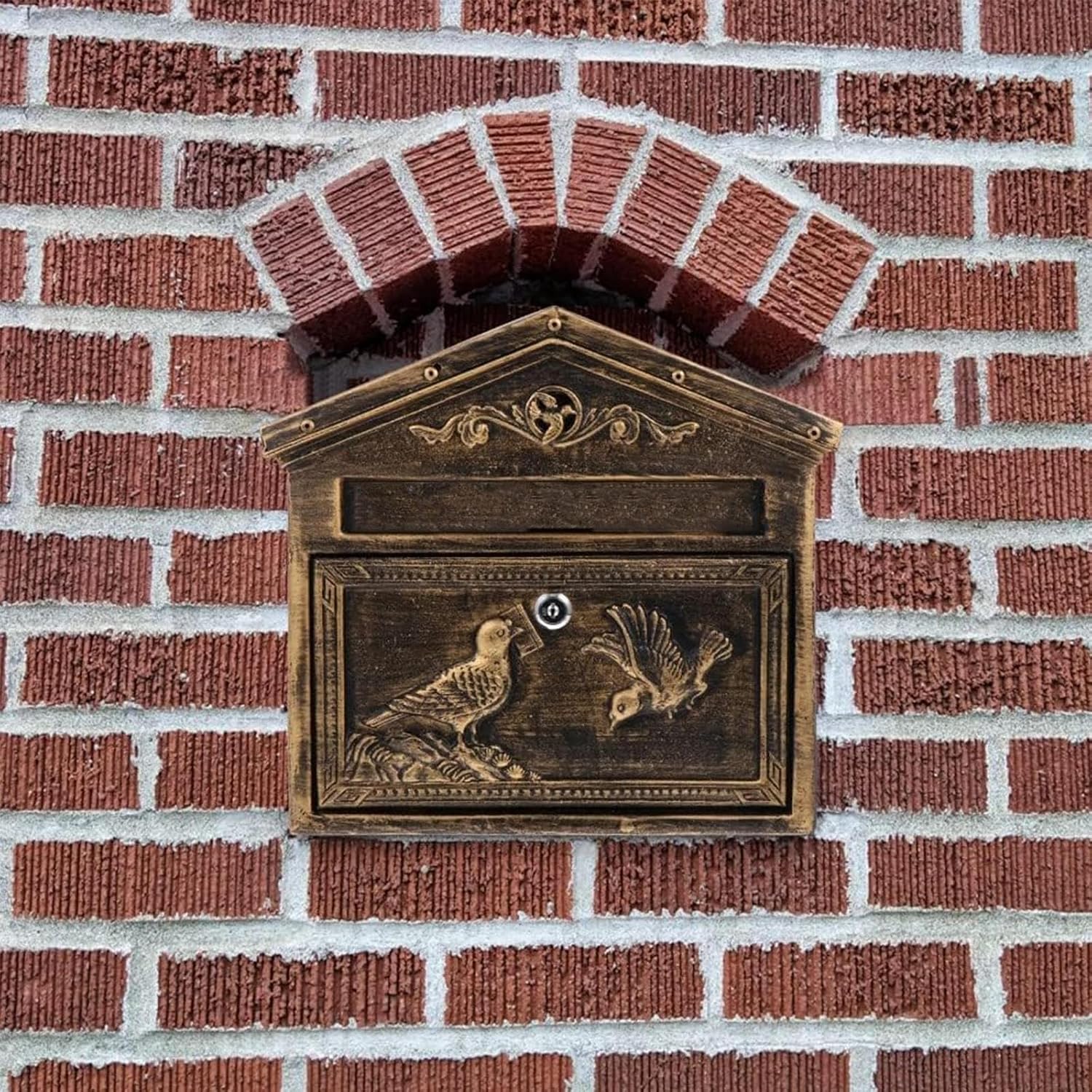Wall Mount Mailboxes, Retro Mail Box Home with Lock, Cast Aluminum + Galvanized Steel and Aluminum Stamping Process for Old Courtyard Villa