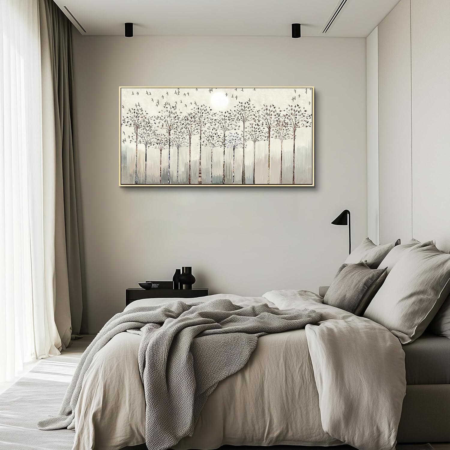 Scenery Abstract Wall Paintings Framed Canvas Wall Art For Living Room Large Office Wall Decor For Bedroom Wall Decorations Pictures Artwork Canvas Prints Boho Home Wall Decor Natural Wood Framed