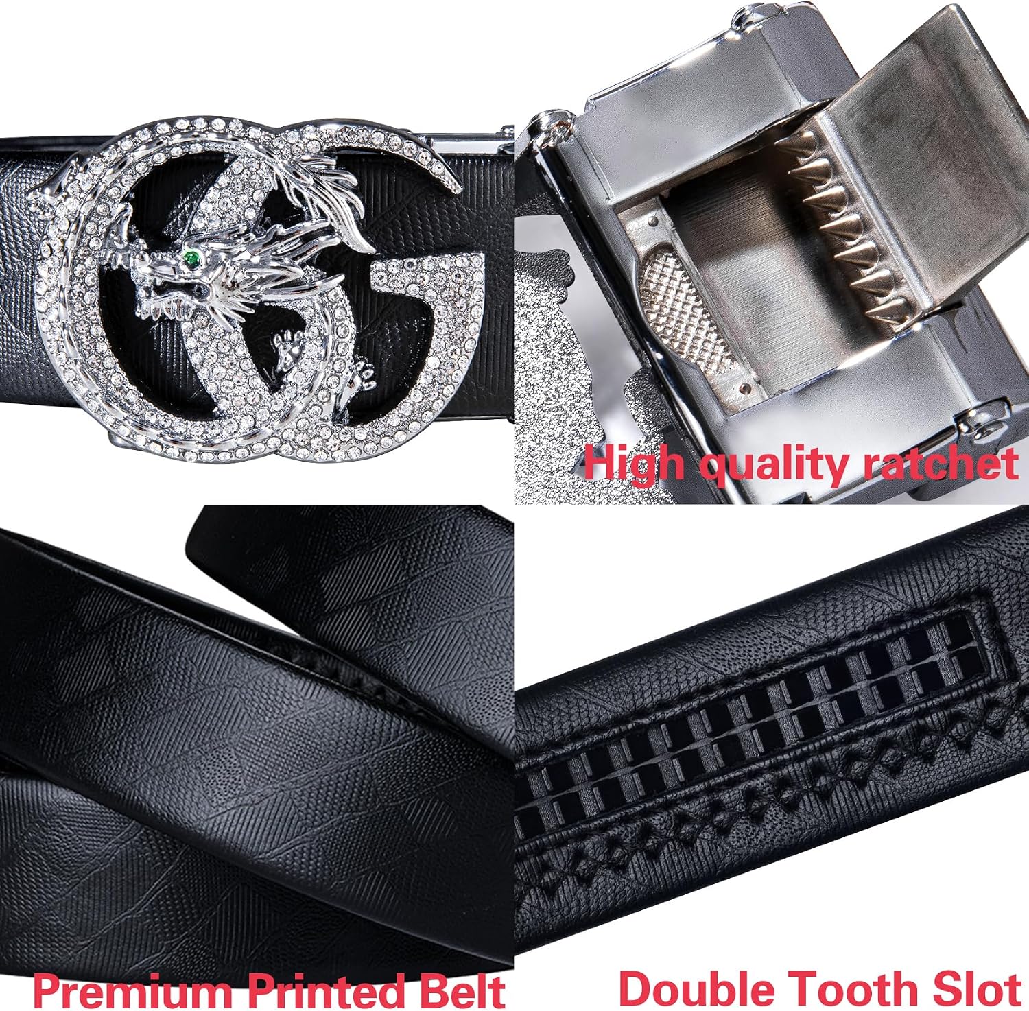 Designer 1 3/8' Genuine Leather Belt Men Business Animal Ratchet Automatic Executive Classic Gift