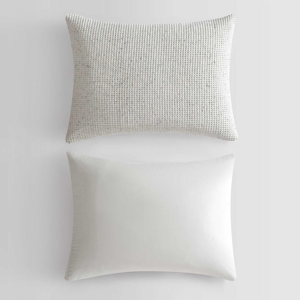 Calvin Klein - Queen Duvet Cover Set, Garment Washed Cotton Bedding with Matching Shams (Speckled Waffle Ivory, Queen)