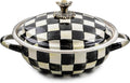 MACKENZIE-CHILDS Enamel Casserbole, Oven Baking Dish with Lid, Medium, Black-and-White Courtly Check