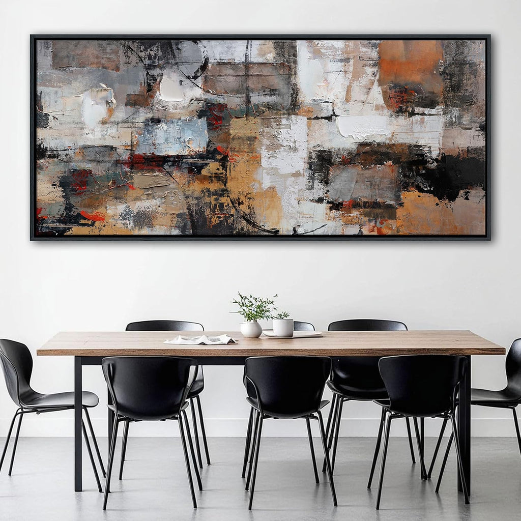 Wall Art for Living Room - Abstract Canvas Wall Decor, Modern Minimalist Painting in Black and White - Framed pictures for Bedroom, Office Artwork, Brown Bedroom Wall Decor Above Bed 31×70IN