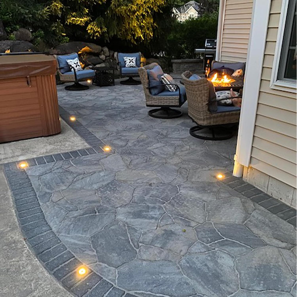 LUMENGY LED In-Ground Paver and Deck Light with Patented Ring Light Effect, 1W, 12V Low Voltage, IP67 Waterproof, for Decks, Driveways, Patios, Steps and Paver Surfaces, Stainless Steel Finish, 6-Pack