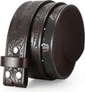 Western Belts for Men without Buckle, Cowboy Cowgirl Genuine Leather Mens Belts for Jeans