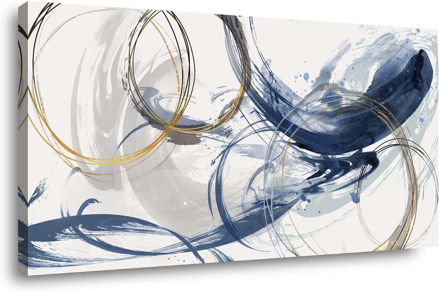 Sxurmtiie Canvas Wall Art Abstract Art Paintings Blue Fantasy Colorful Graffiti on White Background 32inchx48inch Modern Artwork Wall Decor for Living Room Bedroom Kitchen