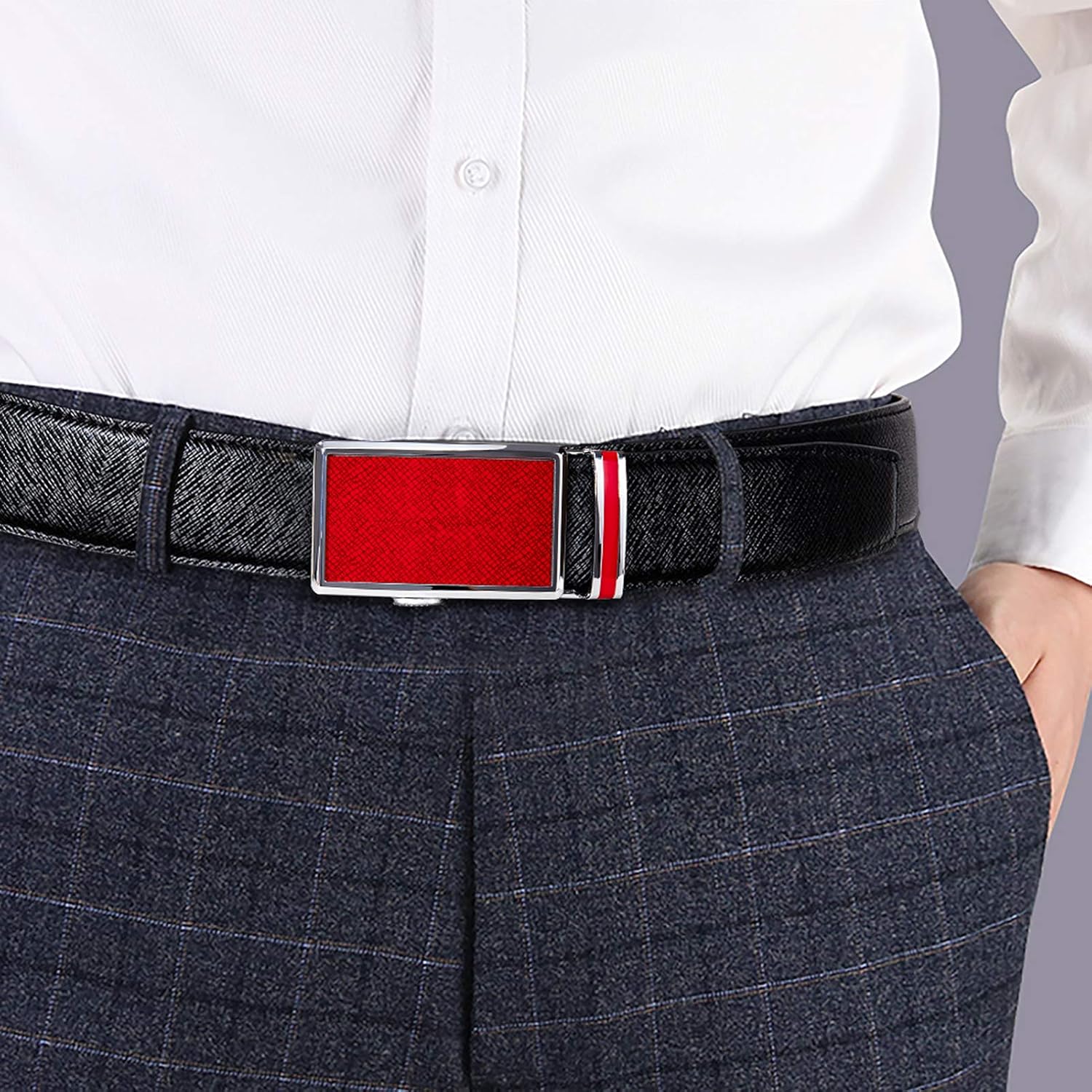 Slide Adjustable Genuine Leather Belt Men Dress Casual Trim-to-Fit Executive Classic Gift.