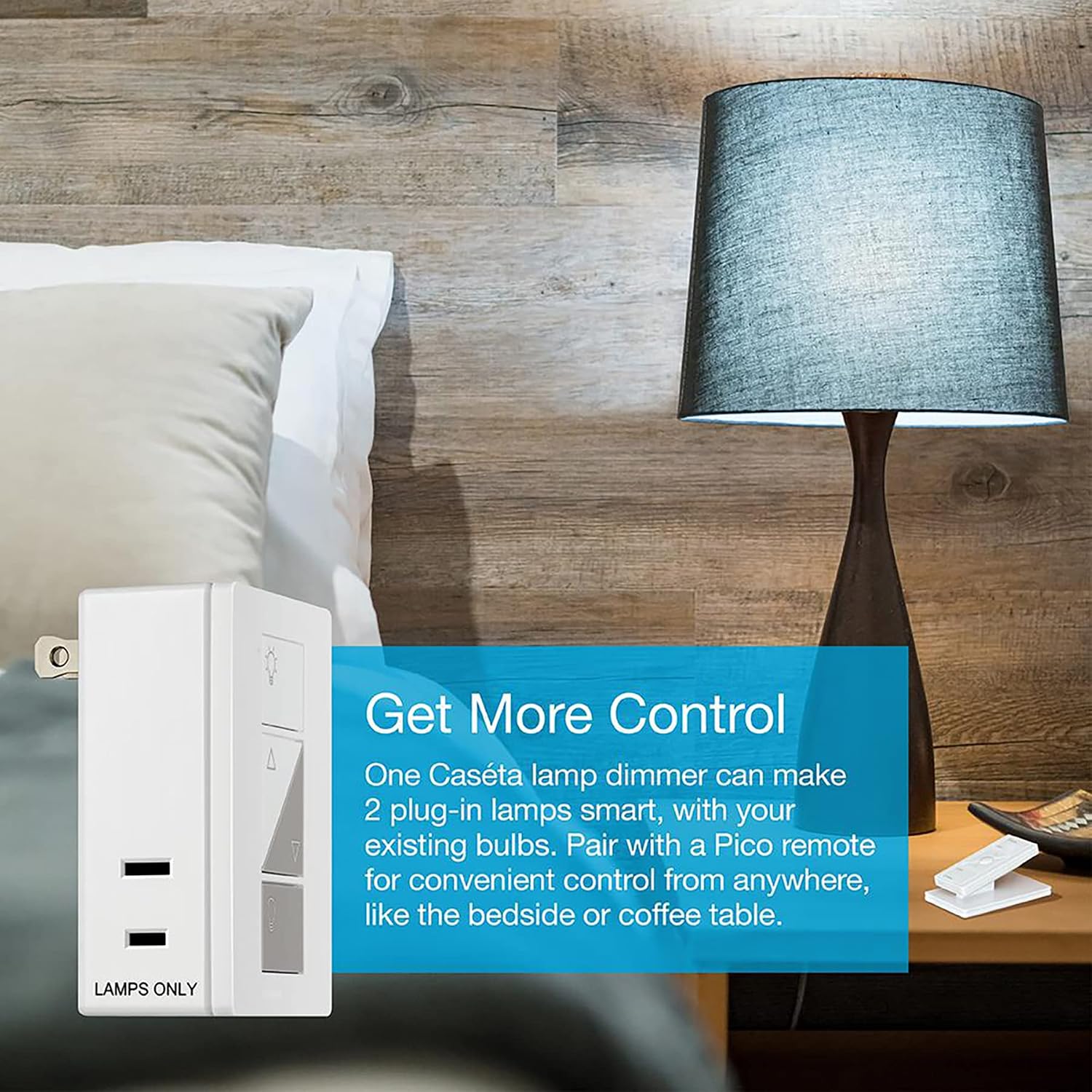 Lutron Caseta Smart Plug Start Kit for Lamps, 2 Plug-in Lamp Dimmer Switches with Smart Bridge and 2 Pico Remote, Compatible with Alexa, Apple HomeKit, and The Google Assistant, P-BDG-PKG2P, White