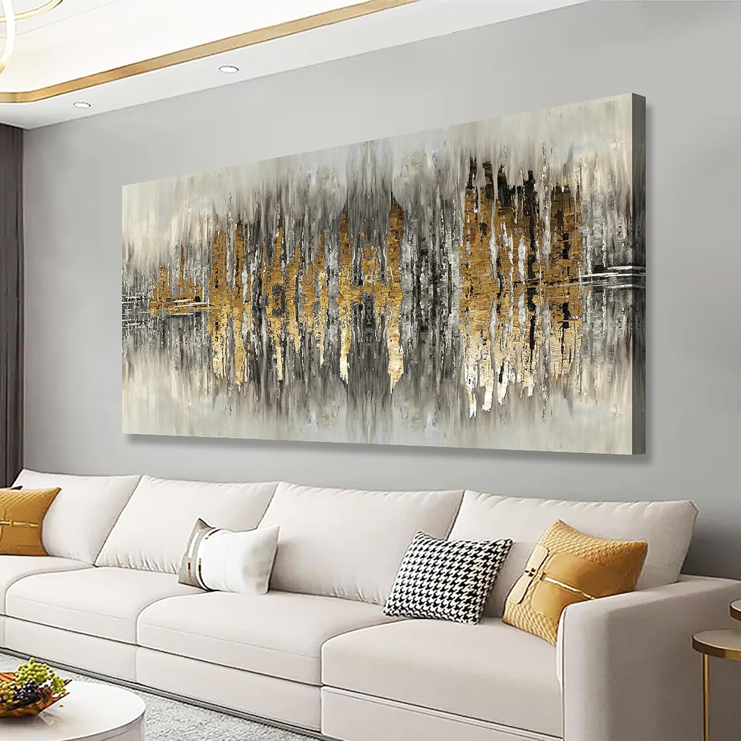Color Block Abstract Pictures Canvas Wall Art for Living room Bedroom Wall Decor,Picture Wall Art Print Paitnings for home Decor,Morden Artwork Line Drawing Canvas Art Stretched -70x35inches