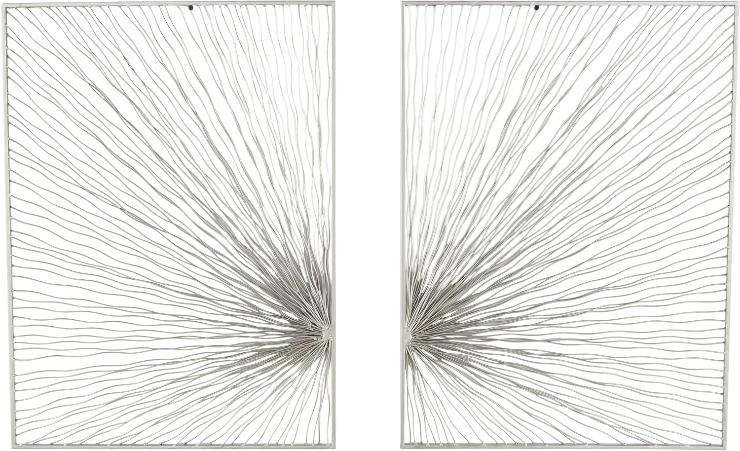 Deco 79 Metal Sunburst Home Wall Decor Coiled Ribbon Wall Sculpture, Set of 2 Wall Art 22'W, 30'H, Silver