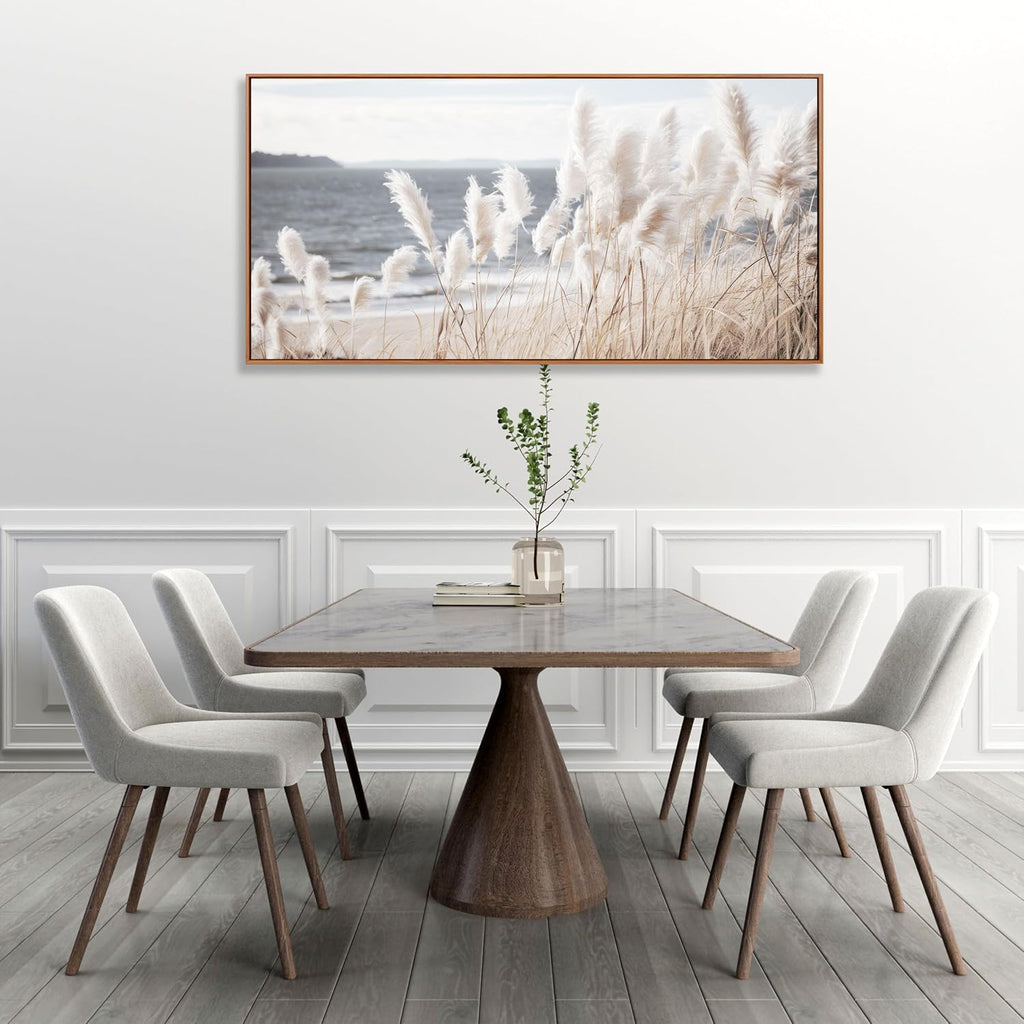 Wall Art Framed Artwork Decor Nature Canvas Art ReedSeascape Wall Decor for Bedroom Living Room Decoration Home Kitchen Office 29' x 58'