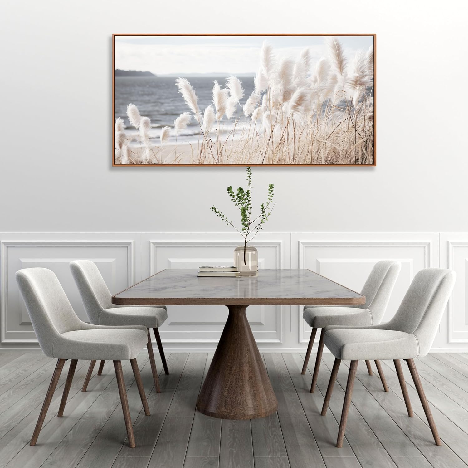 Wall Art Framed Artwork Decor Nature Canvas Art ReedSeascape Wall Decor for Bedroom Living Room Decoration Home Kitchen Office 29' x 58'