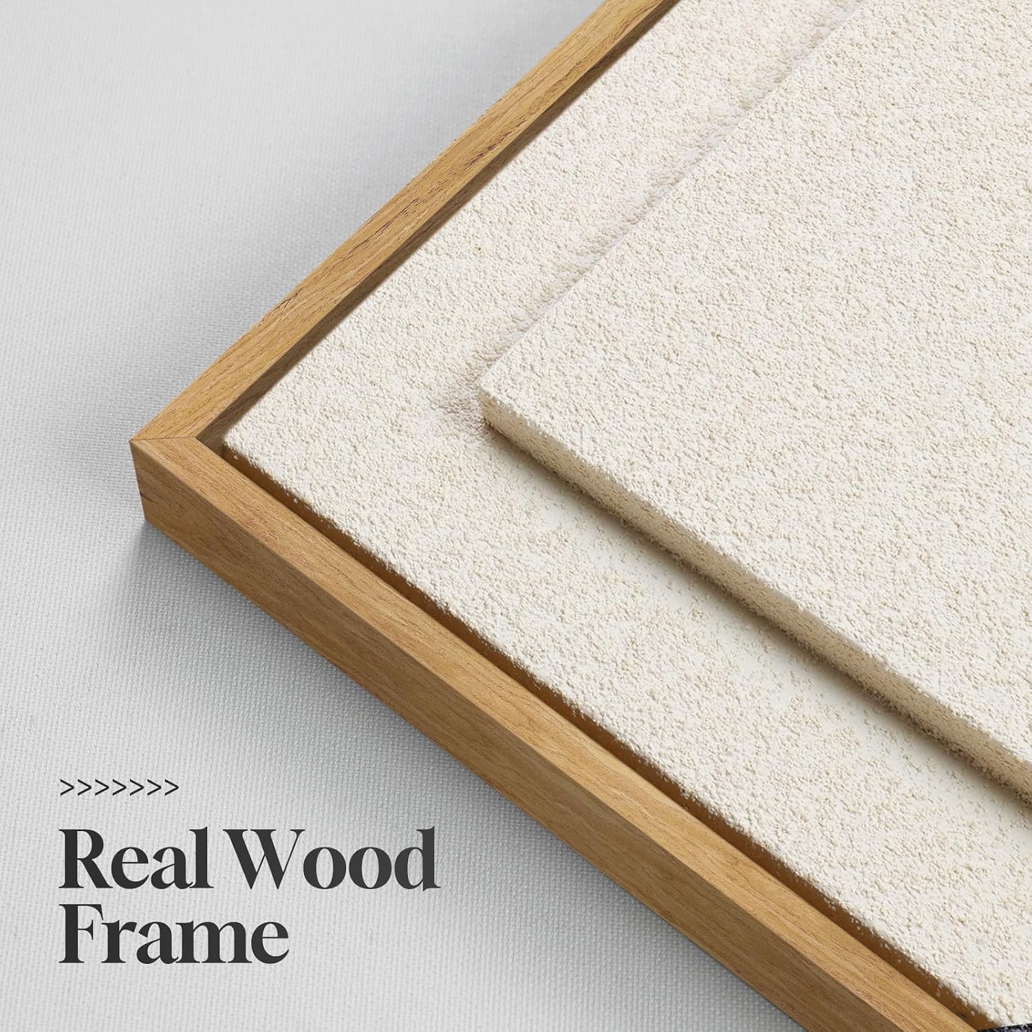 Large 3D Textured Framed White Abstract Wall Art, Square Modern Paintings Artwork for Walls, Minimalist White Geometric Block Pictures for Living Room Bedroom Office Hallway Wall Decor 30x30 In