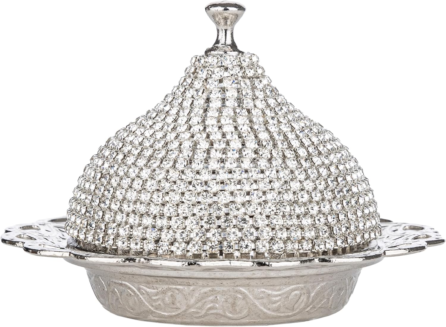 Alisveristime 27 Pc Ottoman Turkish Greek Arabic Coffee Espresso Serving Cup Saucer Crystal Set (Gelincik) - Handcrafted Traditional Set with Hilal Motifs (Silver)