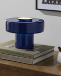 BoutiqueRugs Lauenhagen Contemporary Geometric Glass Bedside Table Lamp for Bedroom Nightstand - Modern End Side Lighting for Living Room - Navy - 7' H