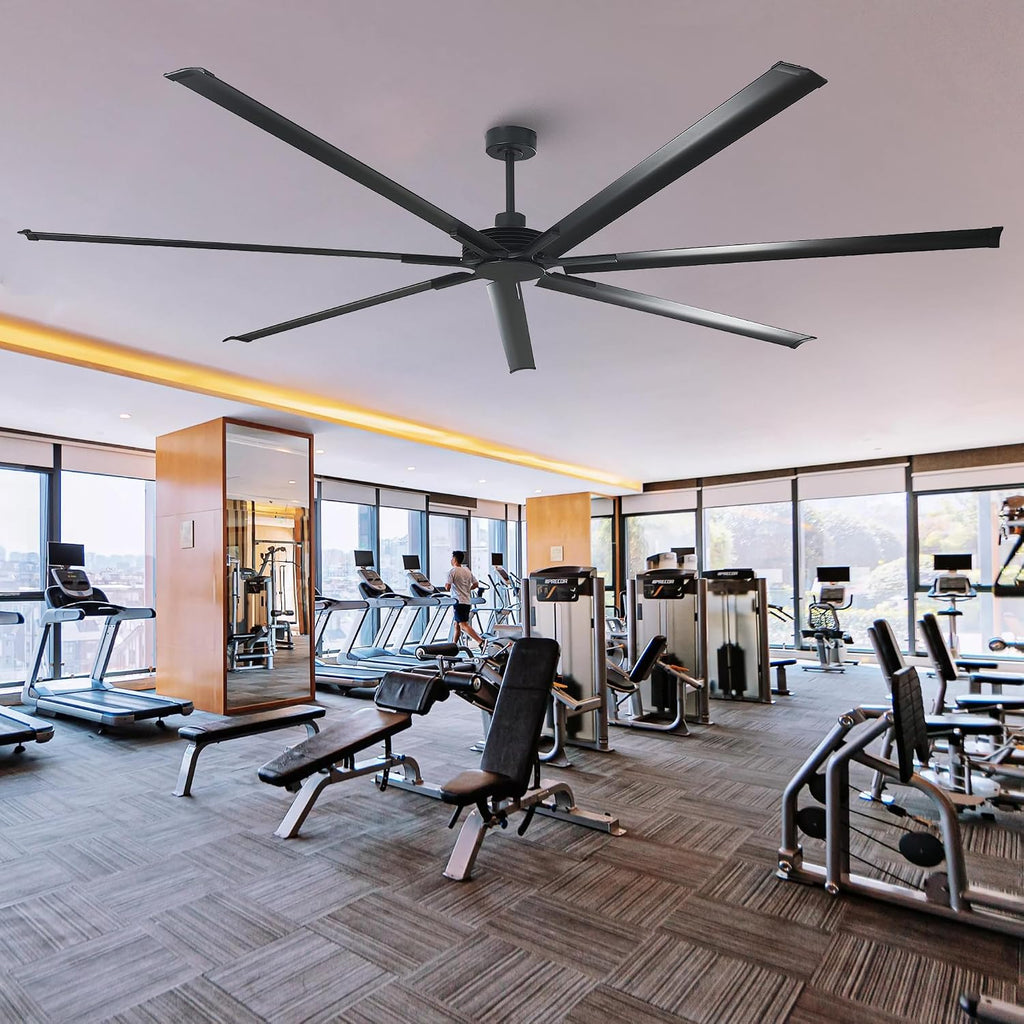 120 Inch Ceiling Fans Industrial Large Big Commercial Shop Fan with Remote Control, 6-Speed Reversible Outdoor Ceiling Fans for Patios Garage Warehouse Barn, 7 Aluminum Blade DC Motor High CFM, Black