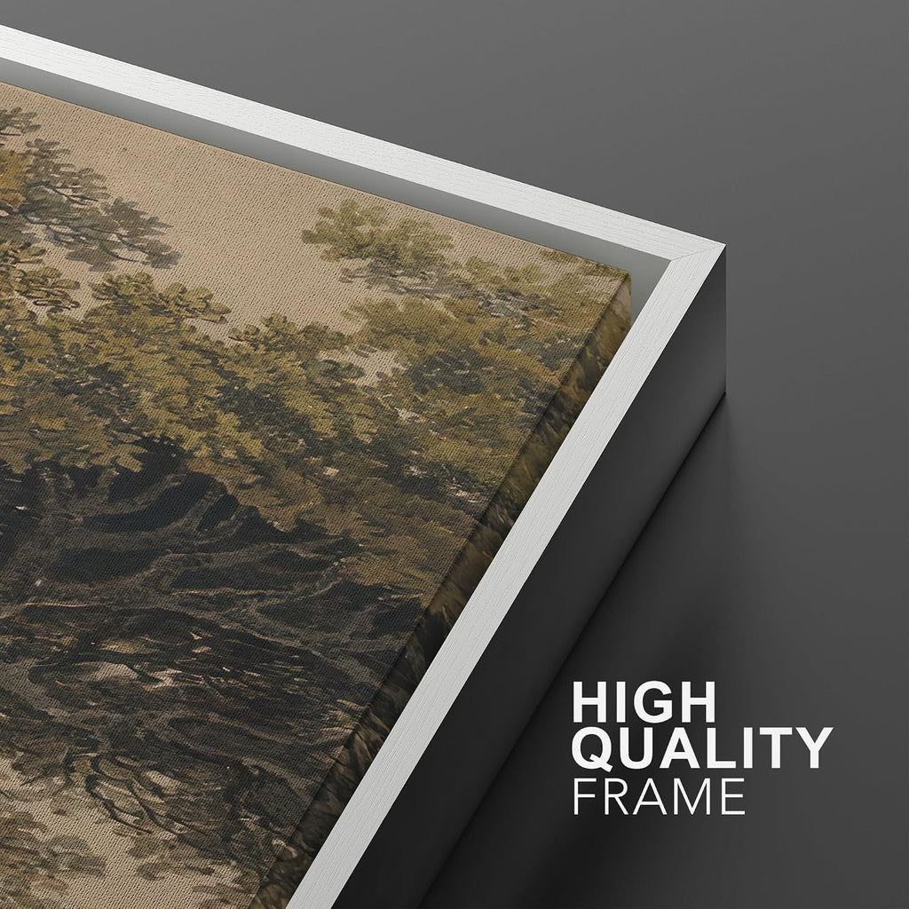 MUDECOR Framed Wall Art Print Set Vintage Landscape Rustic Tree and Mountain View Illustrations Decorative Colorful for Living Room, Bedroom, Office - 24'x36'x3 White
