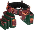 FUERI Electrician's Heavy Duty 26 Pocket Leather-Nylon Tool Belt & Bag Combo for Men, Comfort Back Support Padded Belt, 2 Large Storage Capacity Pouches, Best for Framers, Carpenter, Roofing