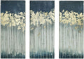 Madison Park Wall Art Living Room Decor - Embelished Gold Foil Triptych Canvas Home Accent Dining, Bathroom Decoration, Ready to Hang Painting for Bedroom, 15' x 35', Midnight Forest Blue 3 Piece