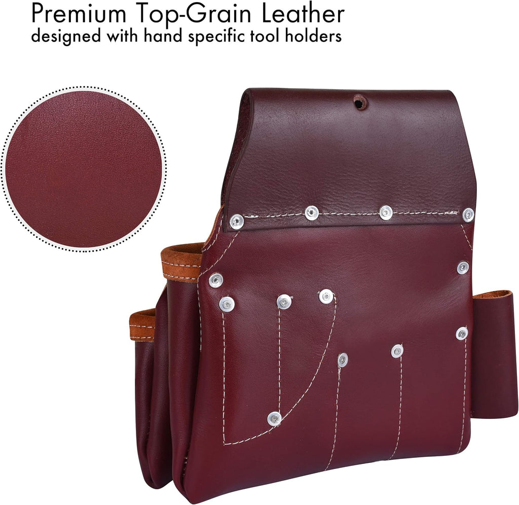 FUERI Leather Tool Belts for Men, Heavy-Duty Durable Carpenter Tool Rig Organizer With 19 Pockets-2 Pouches, Double Hammer Holder, Suspender Loops, And A Foam-Padded Belt for Framers, And Electricians