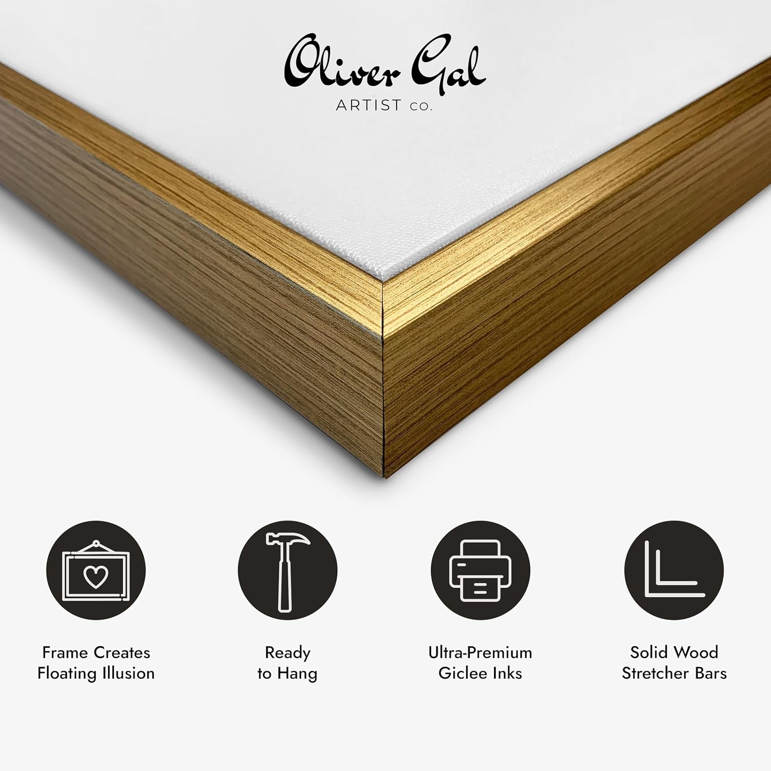 The Oliver Gal Artist Co. Abstract Framed Wall Art Canvas Prints 'Blush Romance Paint Home Décor, 20' x 20', Gold, White