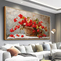 PHAOHUAXM Canvas Wall Art For Living Room Restaurant Wall Decoration For Office Bedroom Bathroom Abstract Red Fruit Mural Wooden Frame Printing Picture Artworks Modern Home Decor Aesthetics 24'X48'