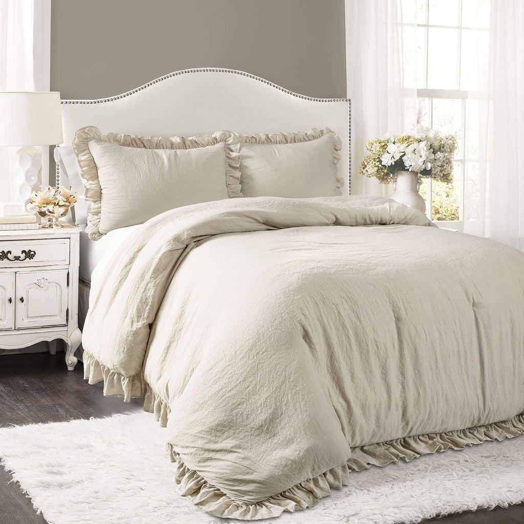 Lush Decor Reyna Ruffle Comforter Set, Full/Queen, Wheat, 3 Piece Cozy Bedding Set