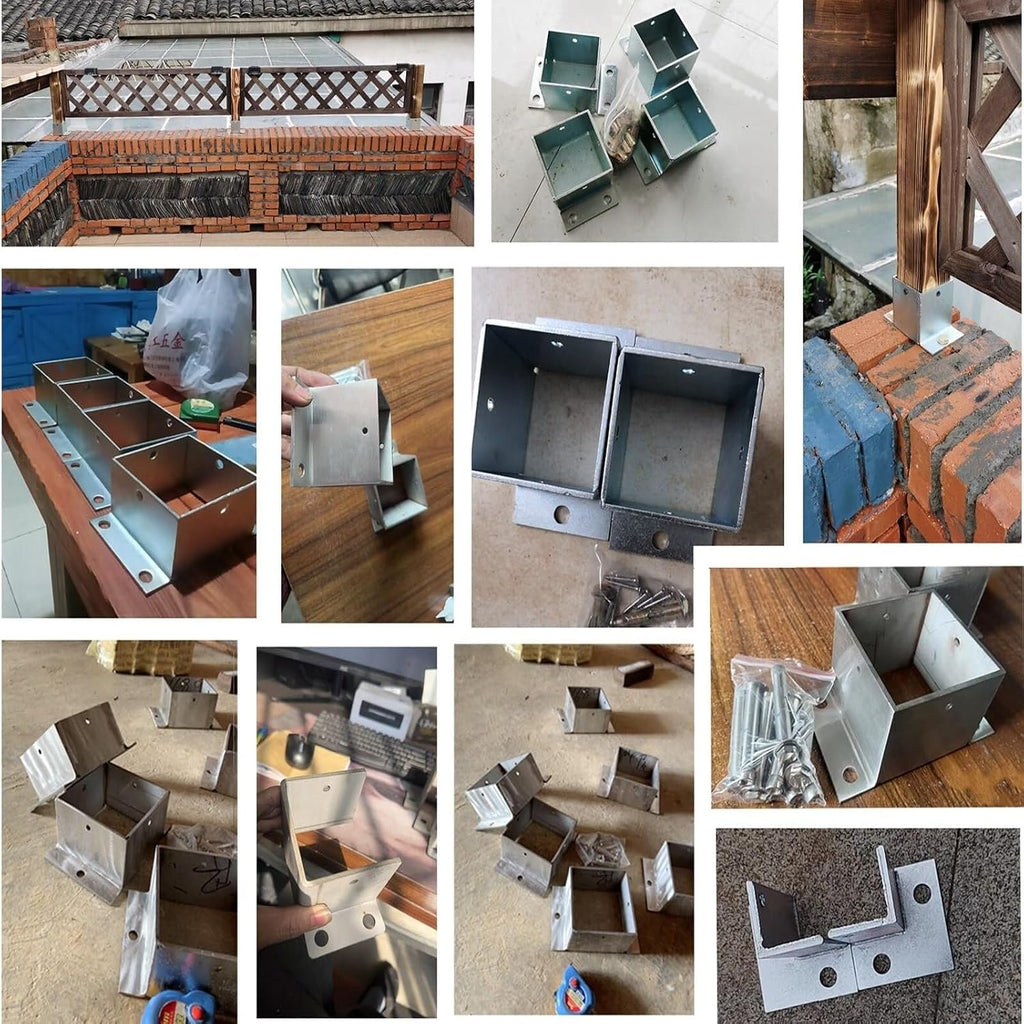 1 2 3 4 Pieces Post Base Bracket, Pergola Mailbox Deck Railing Post Wrap/Skirt Anchor Kits 2x2 3x3 4x4 5x5 6x6 7x7 8x8 Inch Square Support Foundation(4 Pack,60x60 mm/2.4x2.4 in)