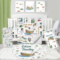 Dyoart Custom Nursery Crib Bedding Set: 5 Piece Go Fishing Baby Crib Sets for Girls Boy with Personalized Name - Toddler Double Layer Blanket Set,Comfortable Crib Bed Sheets for Baby Boys