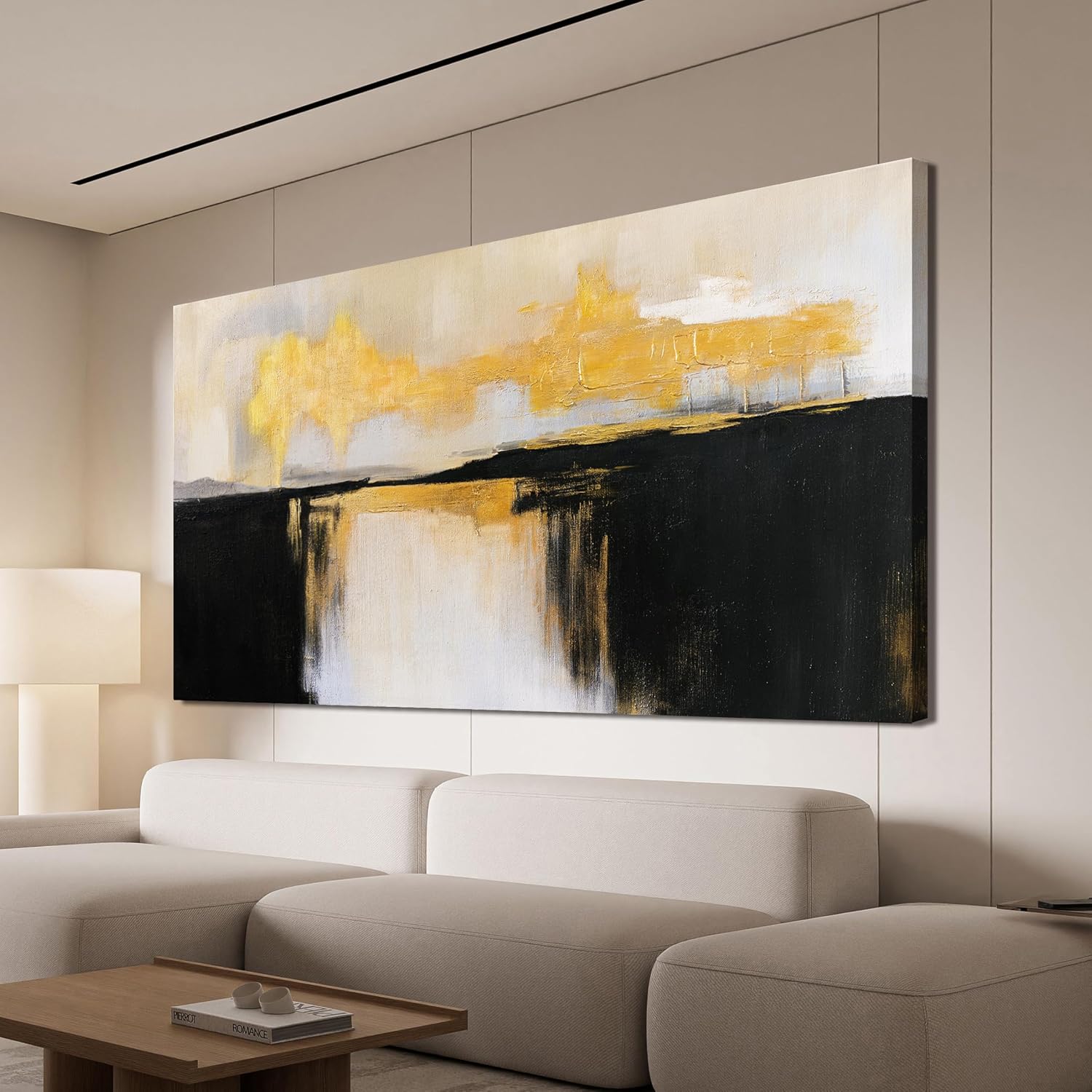 Canvas Wall Art Decor Large Wall Art Pictures For Living Room Black and Gold Wall Art Decor Abstract Art Work Black and White Abstract Wall Art Prints for Bedroom Office Kitchen Wall Decor 29' x 58'