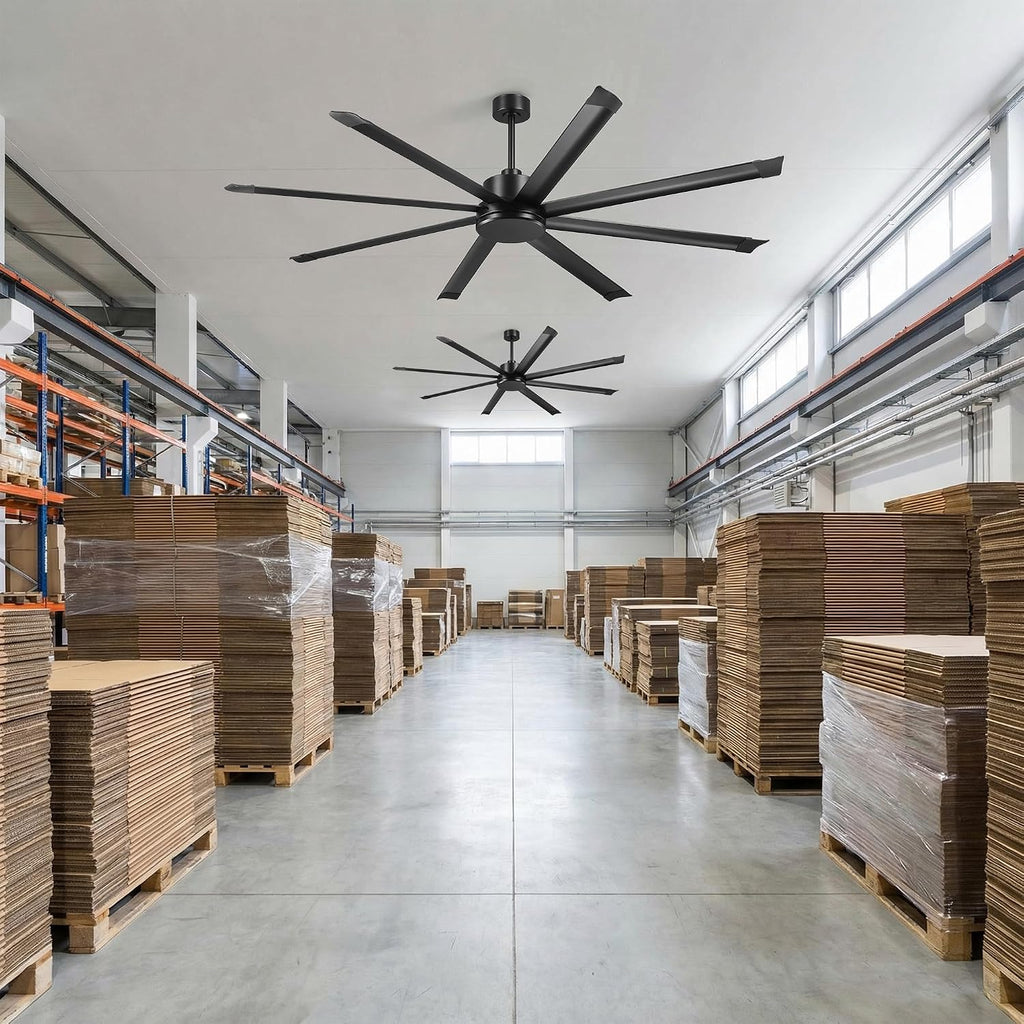84 Inch Industrial Ceiling Fan No Light, Large Black Ceiling Fan without Light with Remote Control, High CFM Reversible DC Motor, 8 Aluminum Blades, Commercial Fan for Shop Garage Gym Warehouse
