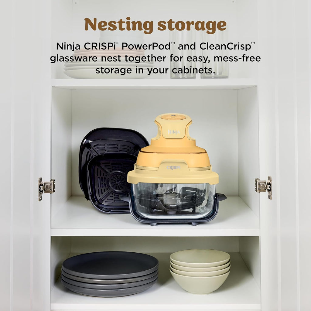 Ninja Crispi 4-in-1 Glass Air Fryer | 450°F | Non-Toxic | 4QT & 6-Cup Glass Containers w/Lids | Microwave, Freezer, Dishwasher Safe | Max Crisp, Air Fry, Bake, Recrisp | Ginger Snap | FN101GD