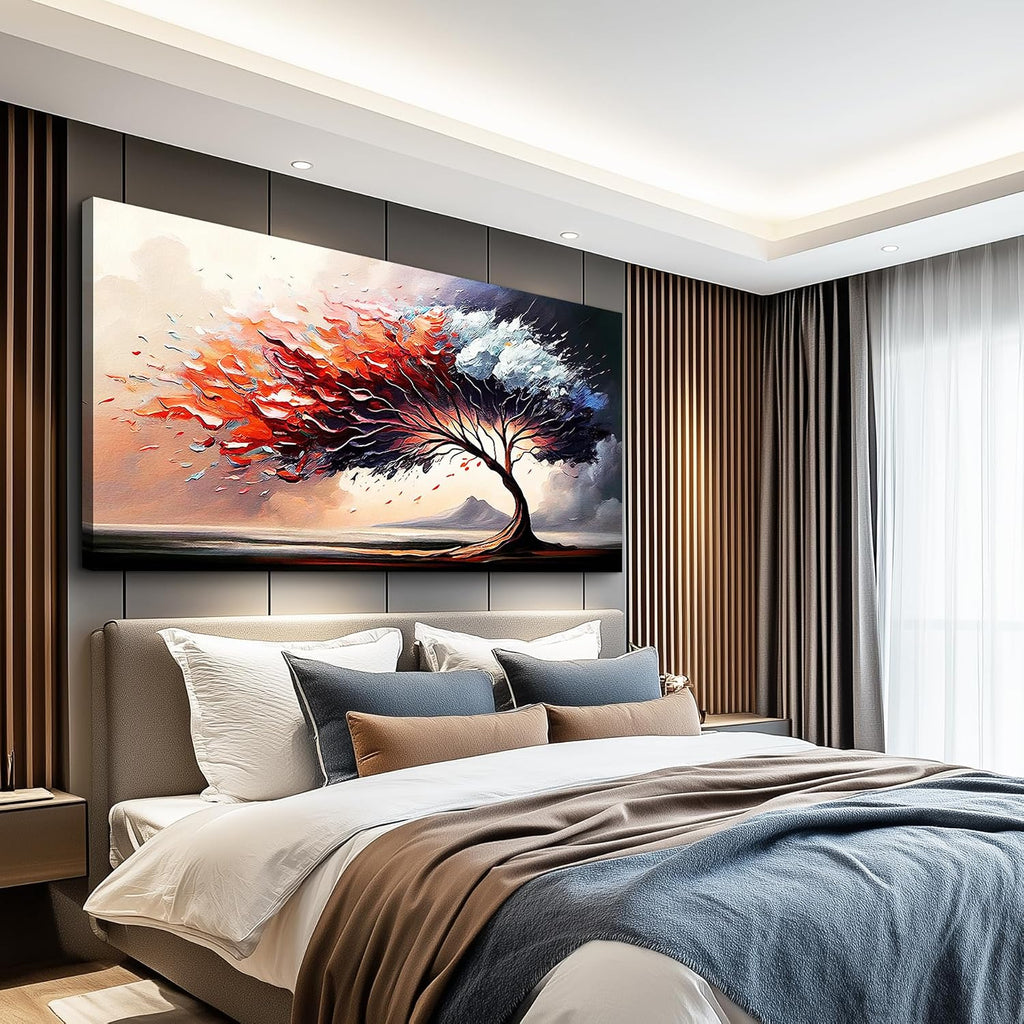 MHARTK66 Wall Decorations For Living Room Large Canvas Wall Art For Bedroom Office Decor Tree Landscape Abstract Wall Paintings Framed Prints Pictures Artwork Modern Hotel Room Home Decor 30x60 In