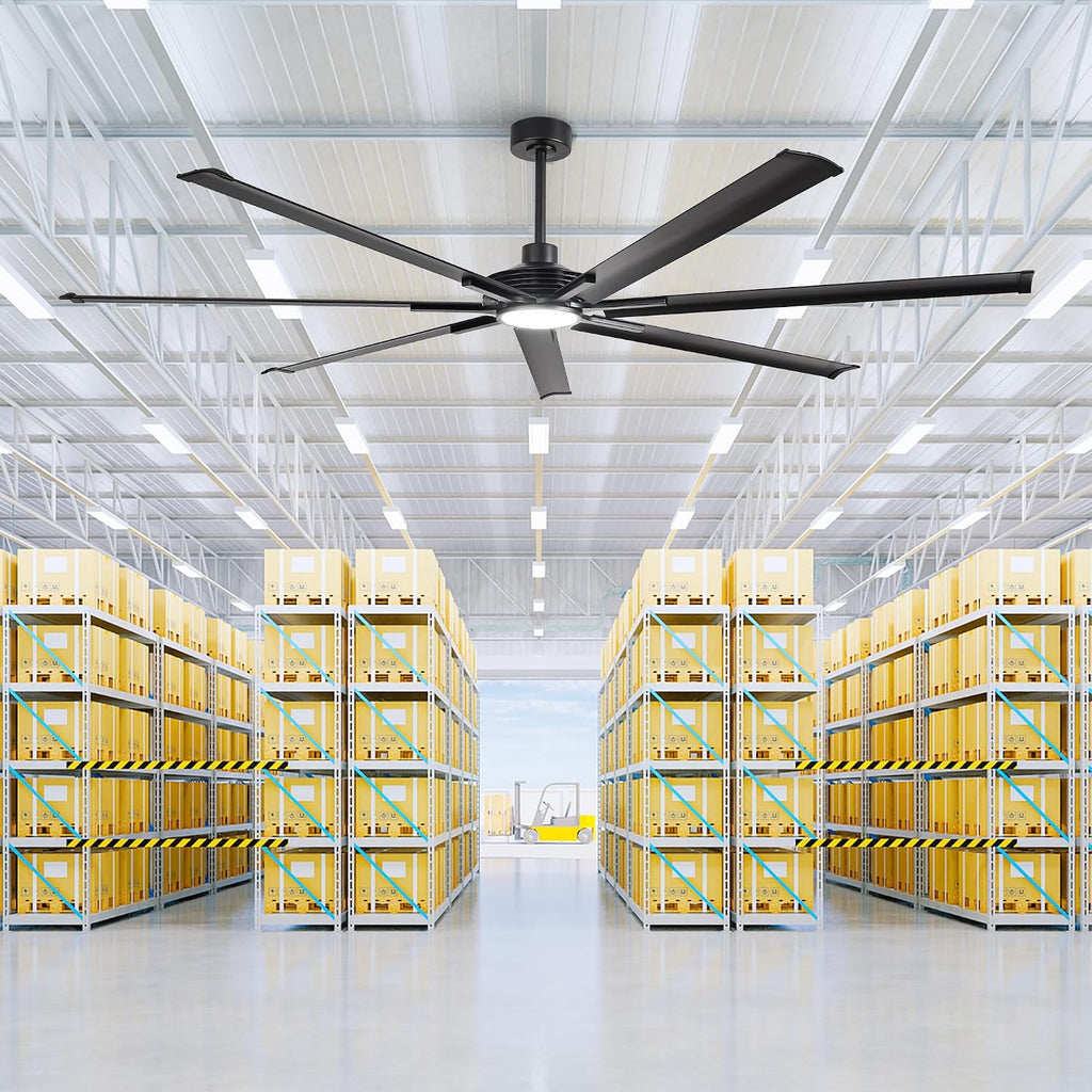120 Inch Ceiling Fans with Lights and Remote, Industrial Black Large Ceiling Fan with LED Light, High CFM Reversible DC Motor Ceiling Fan for Shop Warehouse Gym Living Room, Dimmable & 3CCT