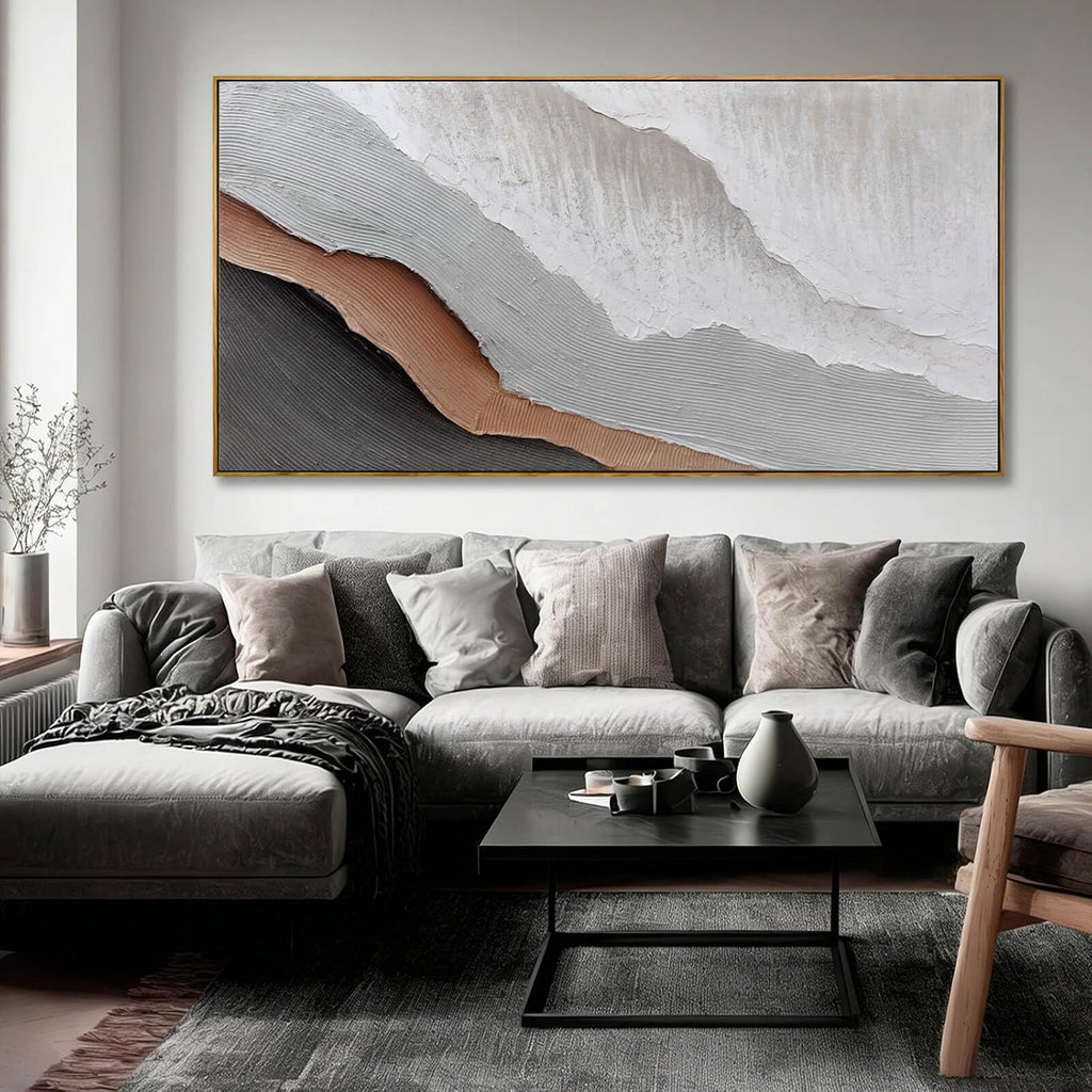 Large Framed Canvas Wall Art Prints,Beach Wave Landscape Wall Decor,White Abstract Neutral Artwork,29'x58' Pictures for Living Room Bedroom Office