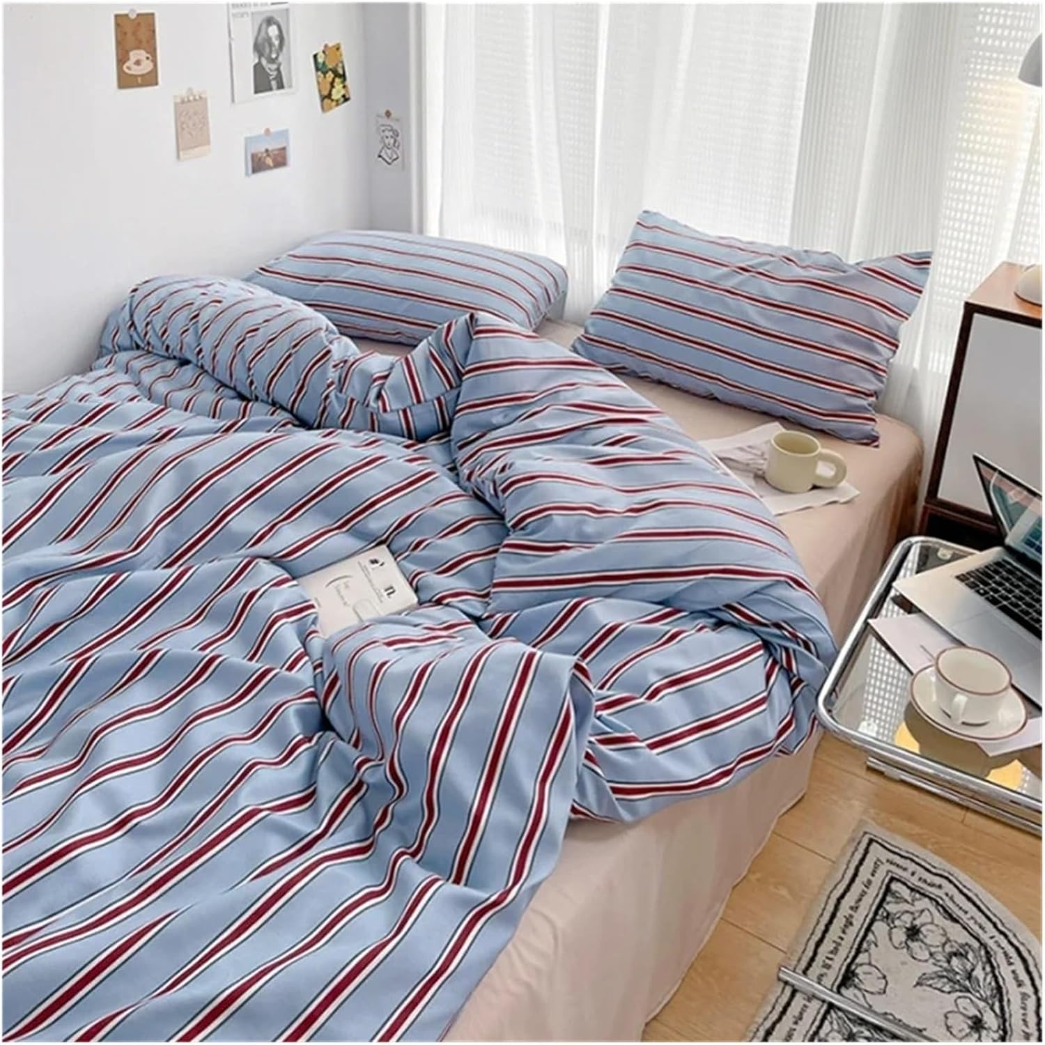 ADovz Pure Cotton Duvet Cover Bed Sheet Pillow Case 4pcs Bedding Set Soft Comforter Quilt Cover Sleeping Naked Bed Linen,Bed Sheets, FH-762