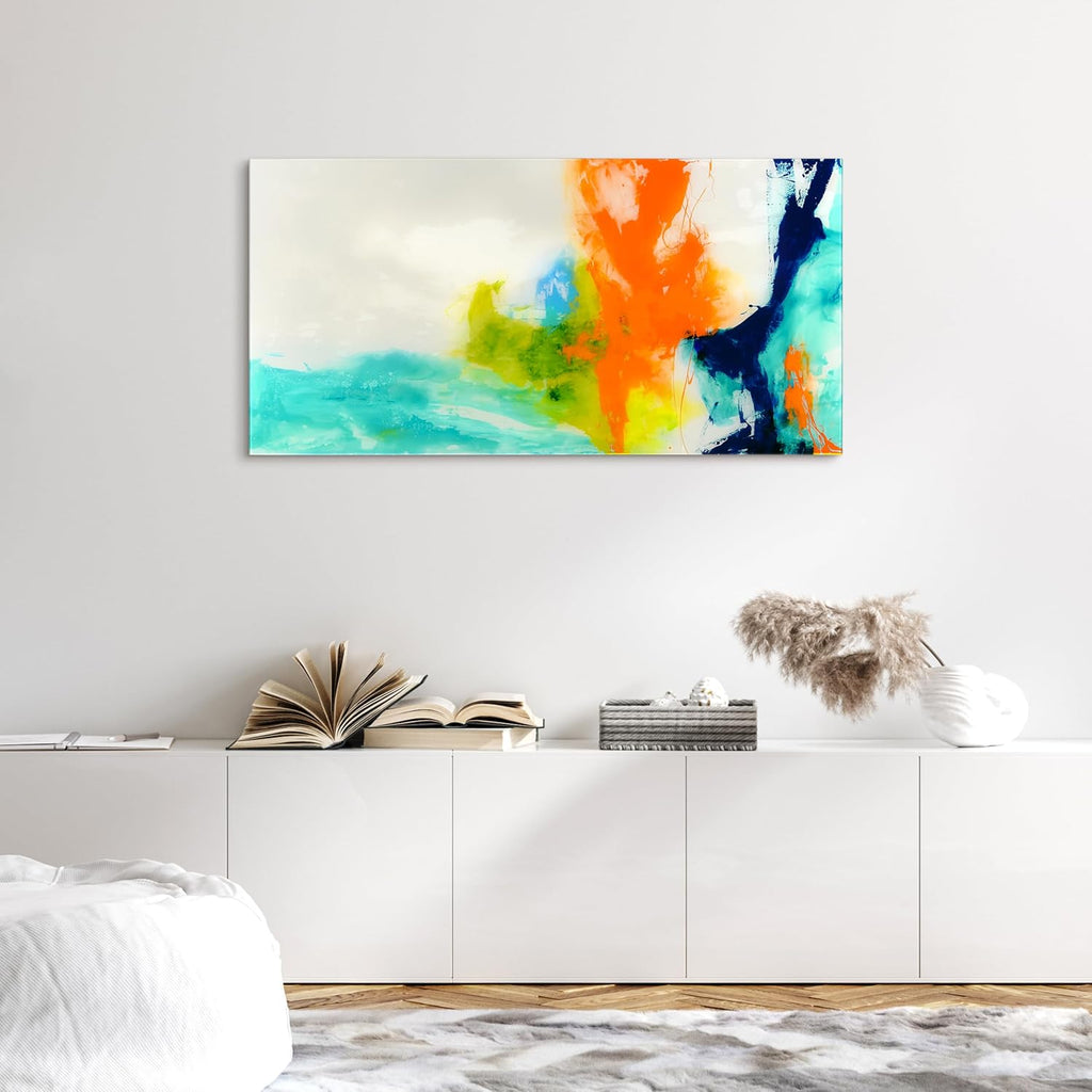 Empire Art Direct TMP-108453-2448 Tidal Abstract 1 Frameless Free Floating Tempered Glass Panel Graphic Wall Art, 48' x 24' x 0.2', Ready to Hang