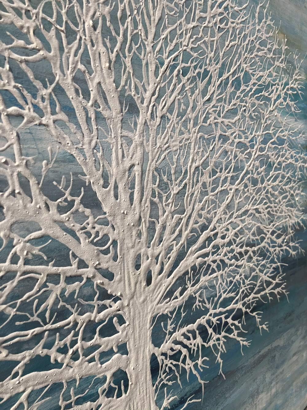 Yihui Arts Canvas Art Wall Decor, White Birch Trees Landscape Picture Painting, Modern Nature Teal Artwork Prints, Large Size Framed for Home Decor