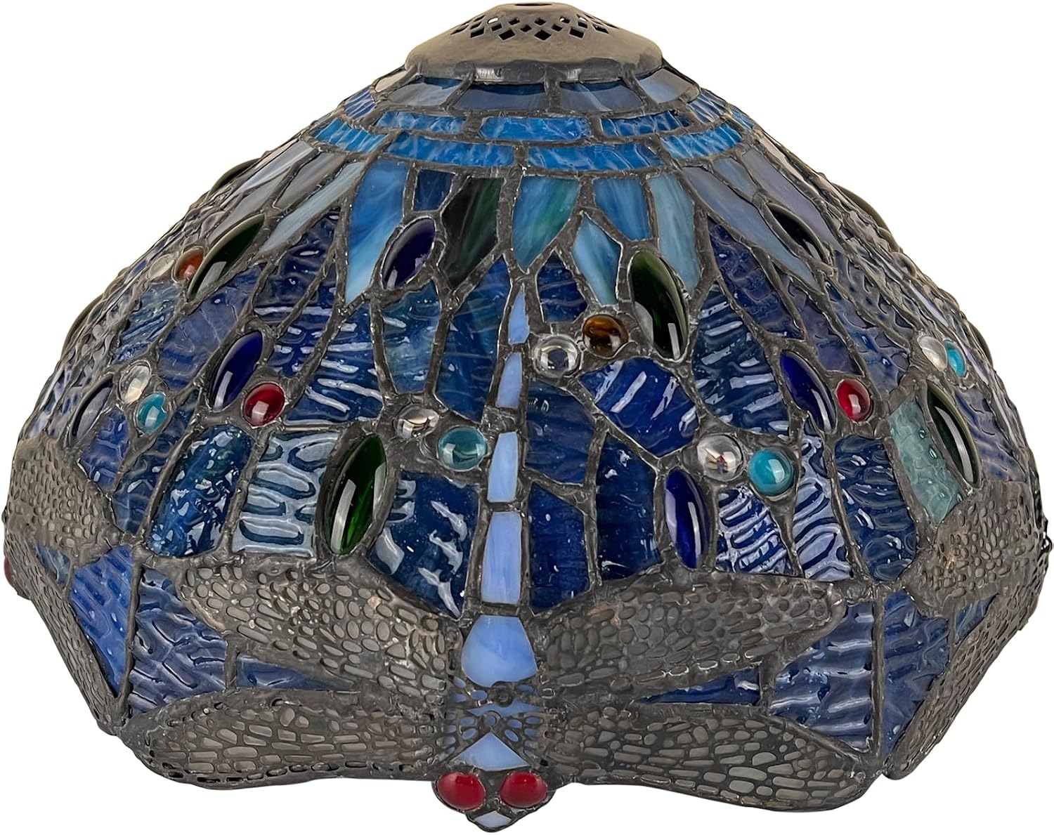 Capulina Tiffany Lamp Shade 12 Inches Wide Accessories Replacement Blue Dragonfly Style Stained Glass Lampshade for Table Lamp