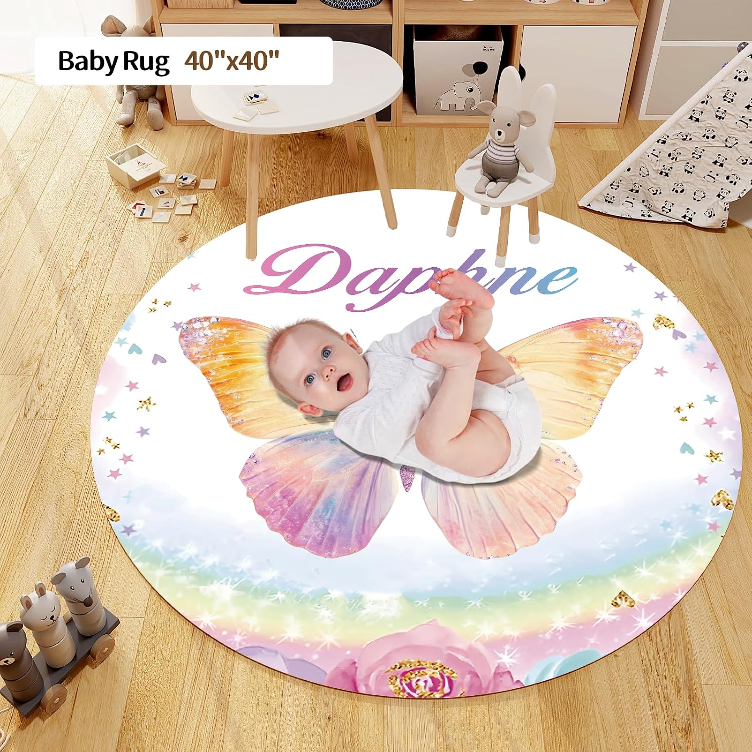 Personalized Baby Crib Bedding Set, Custom Name Nursery Bedding, Butterfly 5 Pcs Baby Bedding Set for Girl Boy, Double Layer Crib Set, Customized Gifts(Fixed Size)